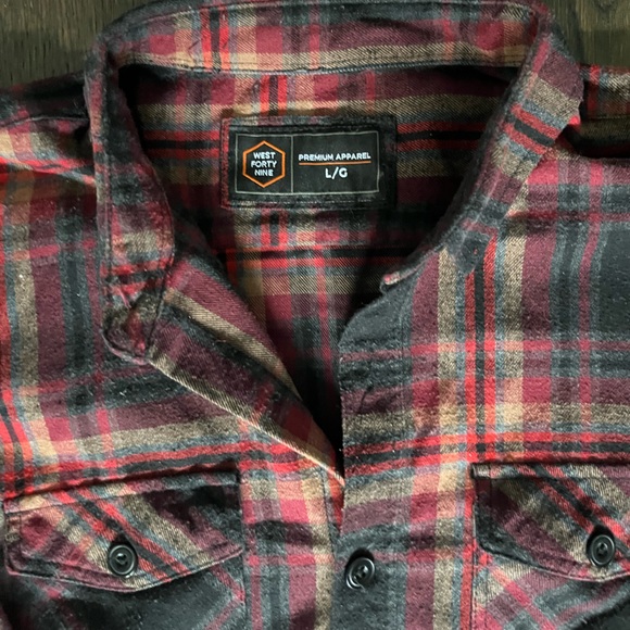 West Forty Nine button up collared long sleeve plaid flannel shirt, size large - Picture 2 of 4